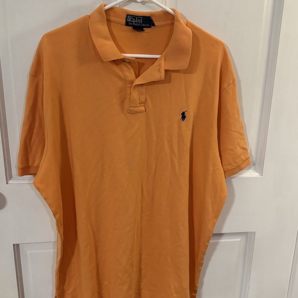 Vintage Polo Ralph Lauren Men's Orange Polo Shirt Size XL